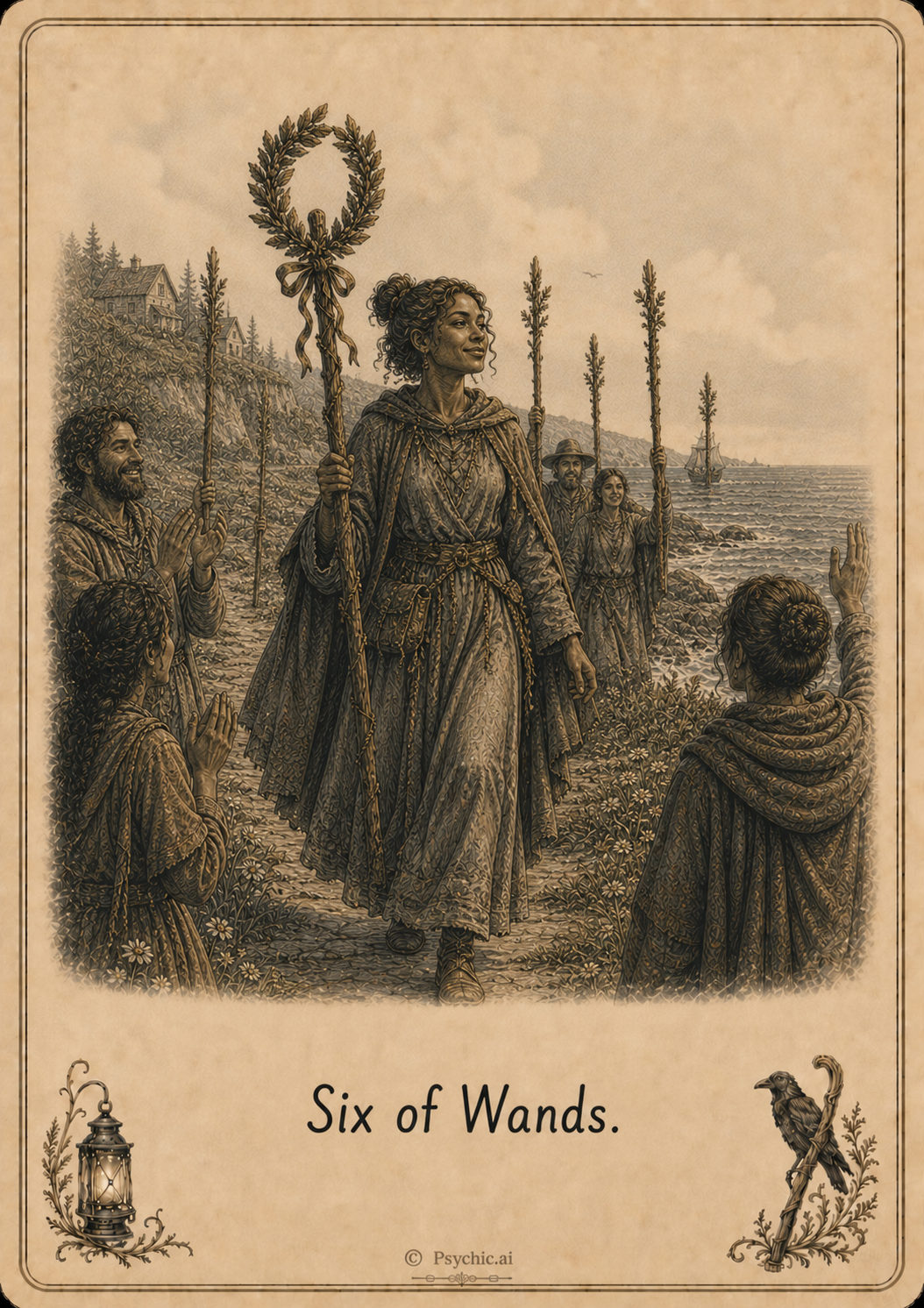 Six of Wands tarot card illustration
